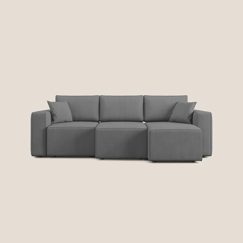 Morfeo Canapé avec 3 assises extractibles en tissu doux imperméable T02 gris
