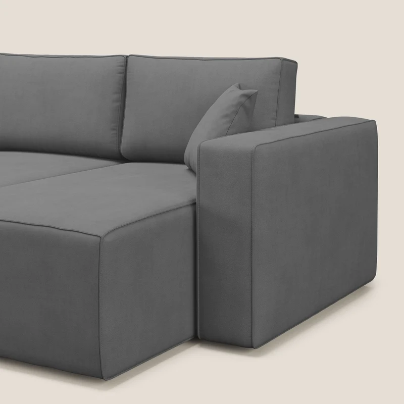 Morfeo Canapé avec 3 assises extractibles en tissu doux imperméable T02 gris