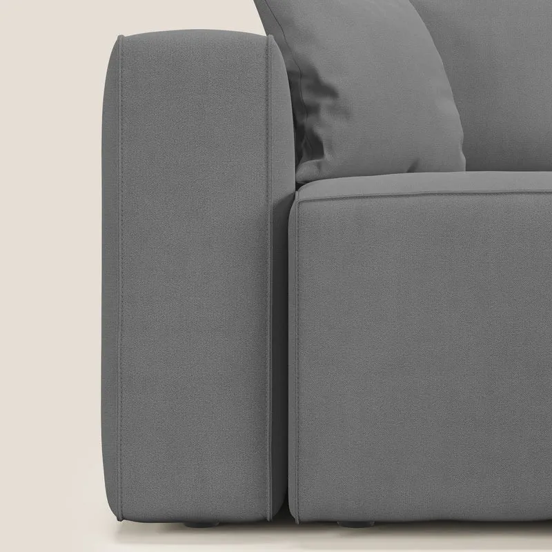 Morfeo Canapé avec 3 assises extractibles en tissu doux imperméable T02 gris