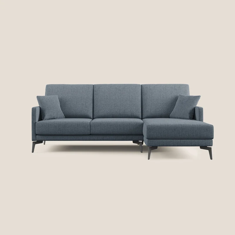 Saturno canapé d'angle moderne en tissu doux imperméable T03 bleu
