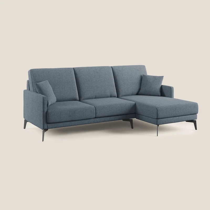 Saturno canapé d'angle moderne en tissu doux imperméable T03 bleu