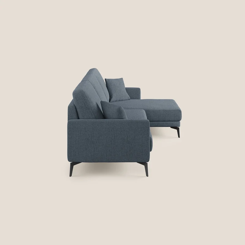 Saturno canapé d'angle moderne en tissu doux imperméable T03 bleu
