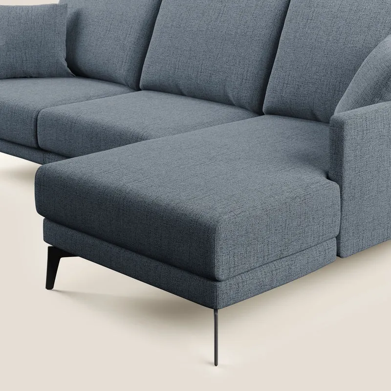Saturno canapé d'angle moderne en tissu doux imperméable T03 bleu