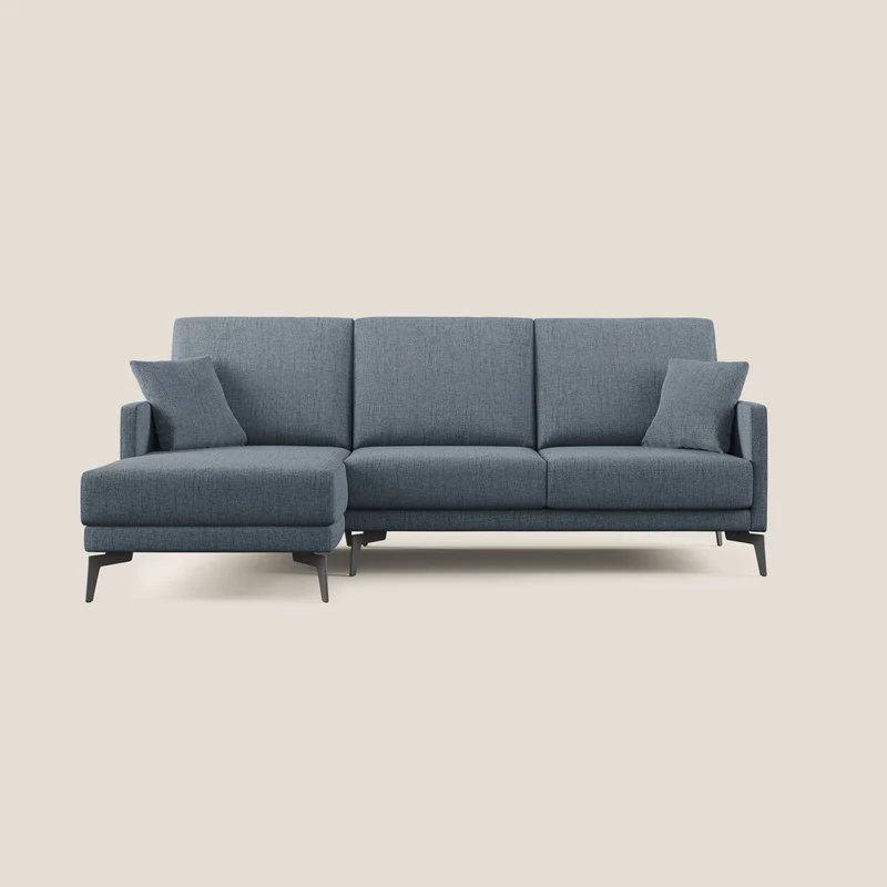Saturno canapé d'angle moderne en tissu doux imperméable T03 bleu