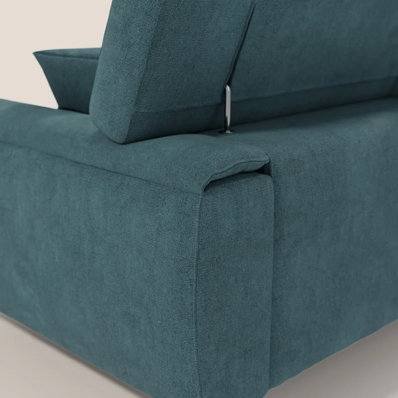 Caravaggio canapé 3 assises extensibles et têtières réglables en tissu imperméable T02 bleu canard