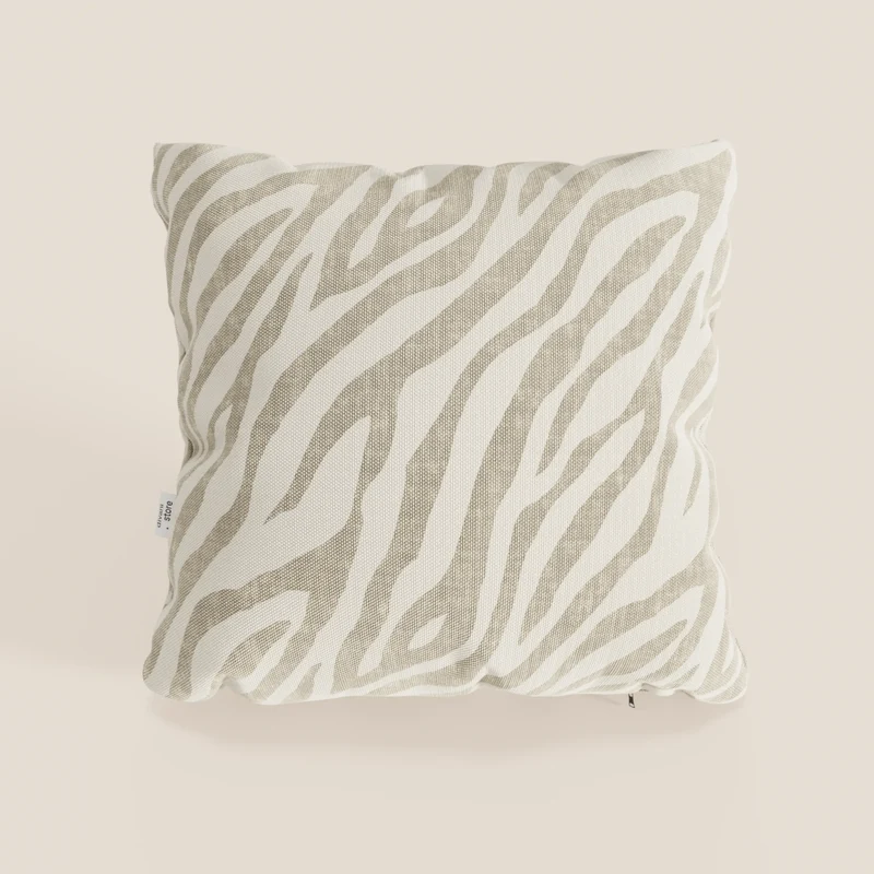Stripe coussins géométriques en tissu hydrofuge beige