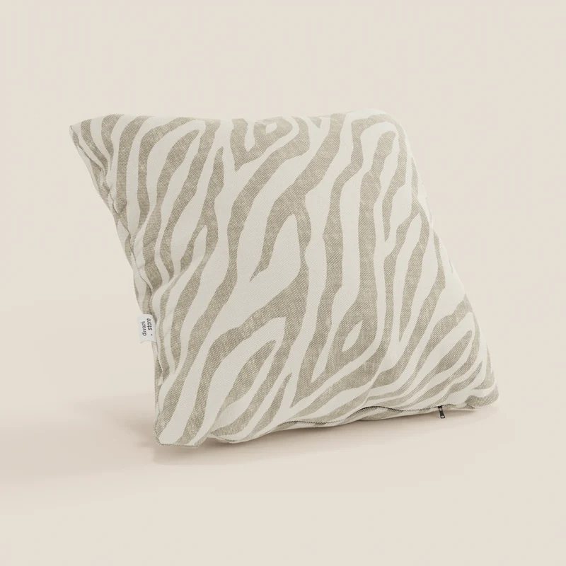 Stripe coussins géométriques en tissu hydrofuge beige