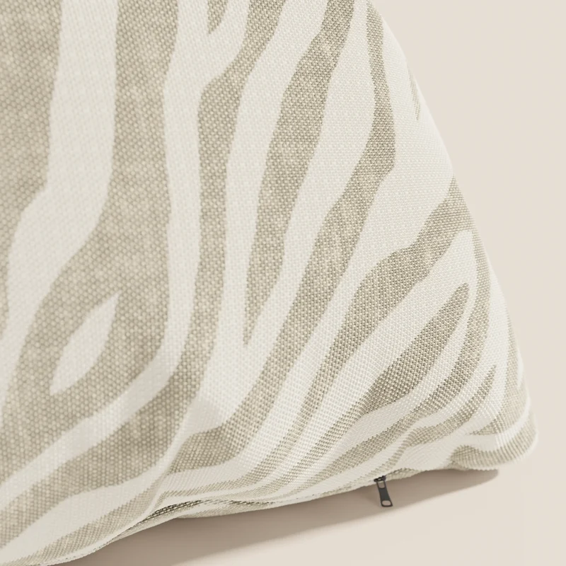 Stripe coussins géométriques en tissu hydrofuge beige