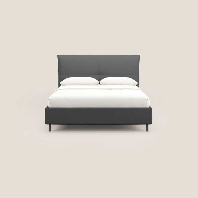 Izumi Lit rembourré avec coffre et pieds hauts en tissu détachable T05 anthracite