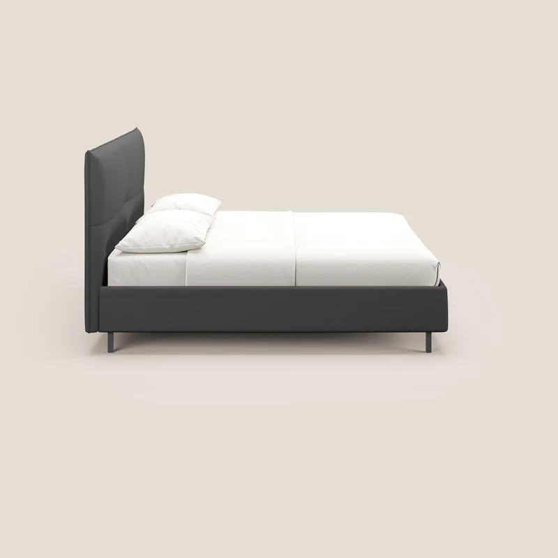 Izumi Lit rembourré avec coffre et pieds hauts en tissu détachable T05 anthracite