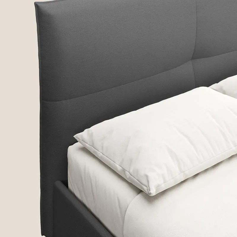 Izumi Lit rembourré avec coffre et pieds hauts en tissu détachable T05 anthracite