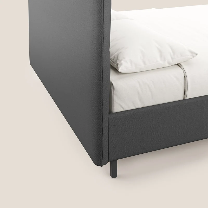 Izumi Lit rembourré avec coffre et pieds hauts en tissu détachable T05 anthracite
