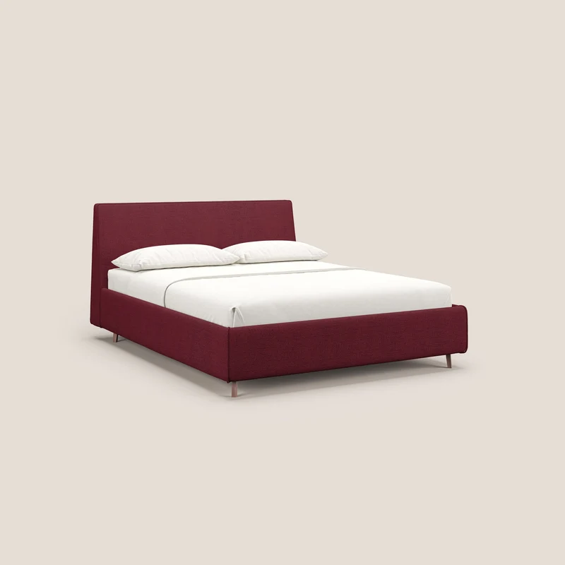 Justin lit rembourré avec coffre et déhoussable en tissu flammé imperméable T03 rouge