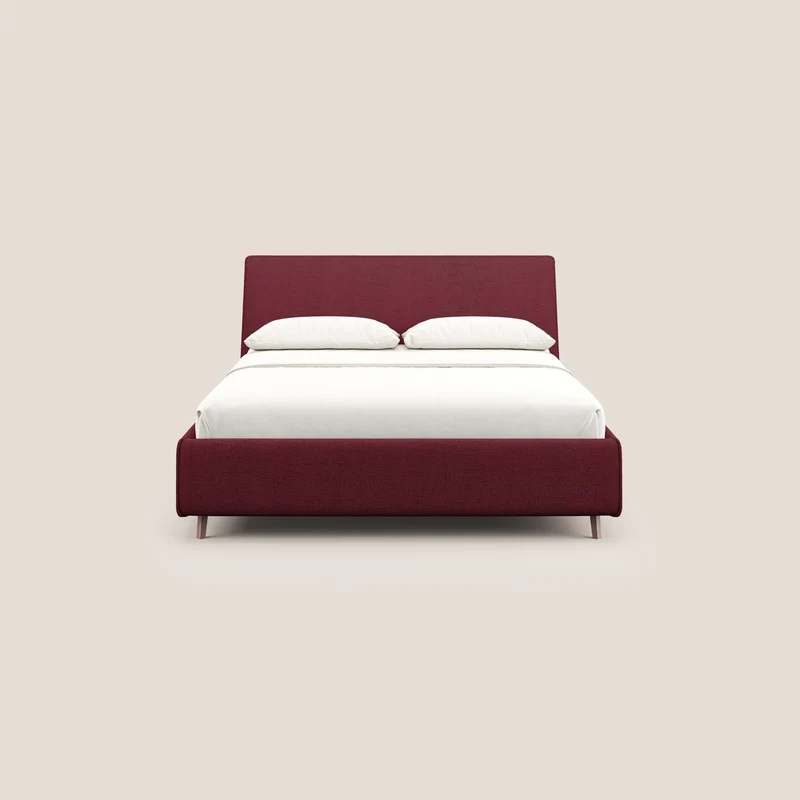 Justin lit rembourré avec coffre et déhoussable en tissu flammé imperméable T03 rouge
