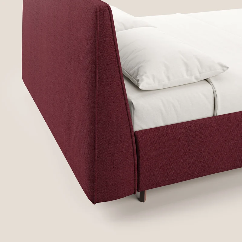 Justin lit rembourré avec coffre et déhoussable en tissu flammé imperméable T03 rouge