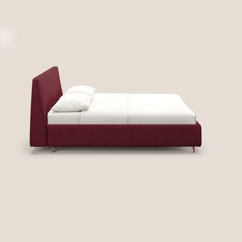 Justin lit rembourré avec coffre et déhoussable en tissu flammé imperméable T03 rouge