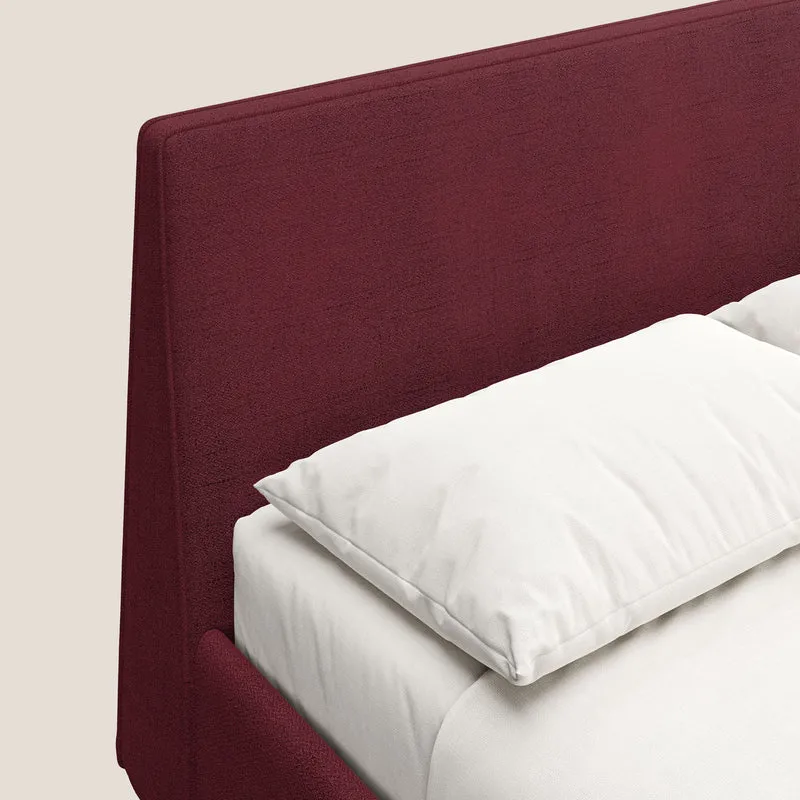 Justin lit rembourré avec coffre et déhoussable en tissu flammé imperméable T03 rouge