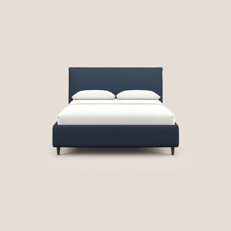 Hunter lit rembourré avec coffre déhoussable en tissu imperméable flammé T19 bleu