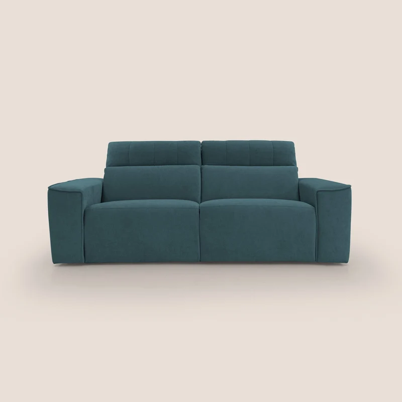 Clark Canapé modulable avec option relax électrique en tissu imperméable et détachable T17 bleu canard