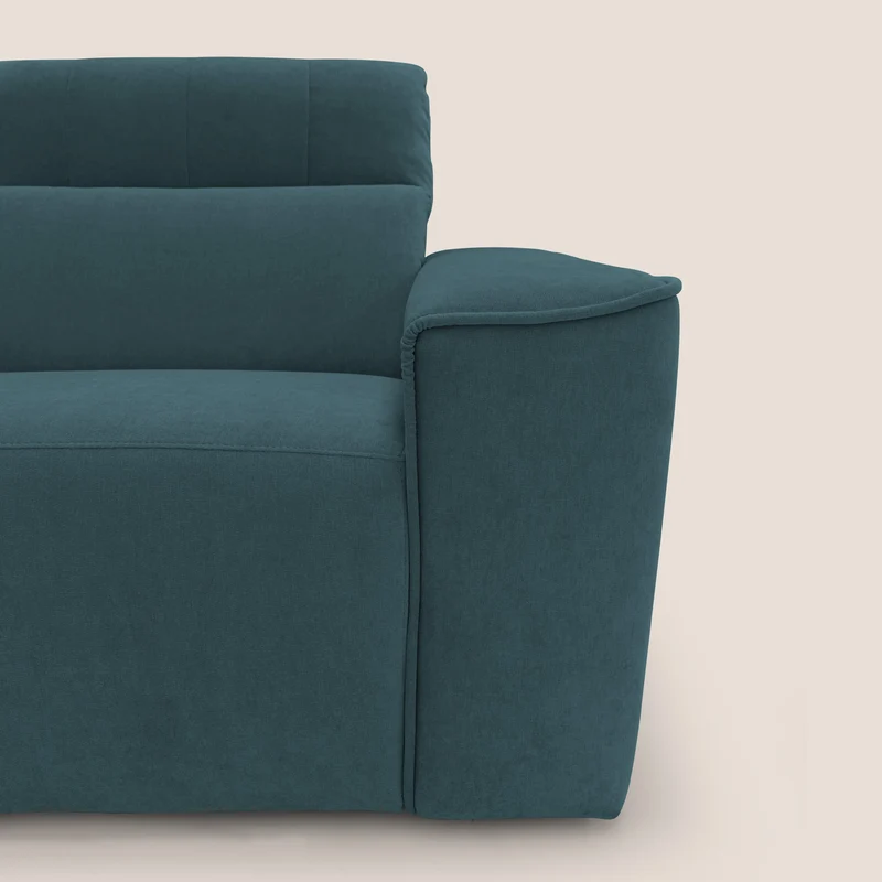 Clark Canapé modulable avec option relax électrique en tissu imperméable et détachable T17 bleu canard