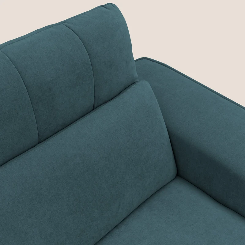 Clark Canapé modulable avec option relax électrique en tissu imperméable et détachable T17 bleu canard