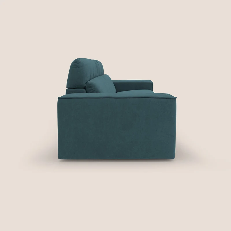Clark Canapé modulable avec option relax électrique en tissu imperméable et détachable T17 bleu canard