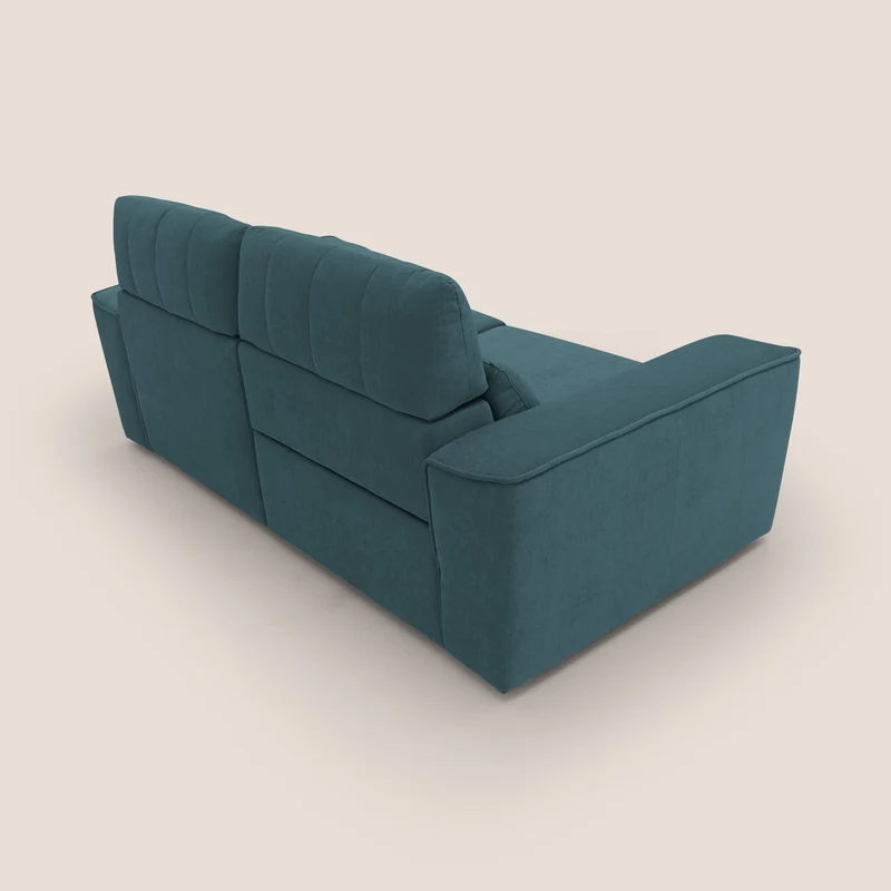 Clark Canapé modulable avec option relax électrique en tissu imperméable et détachable T17 bleu canard