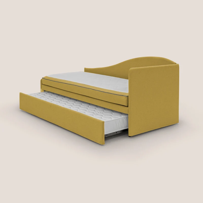 Nolo Canapé duplex avec lits jumeaux et tissu effet coton imperméable T13 jaune