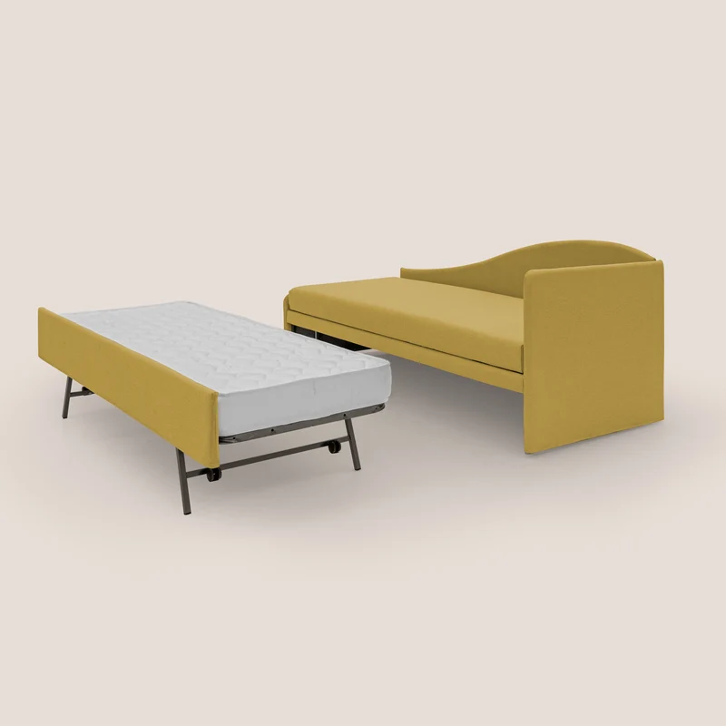 Nolo Canapé duplex avec lits jumeaux et tissu effet coton imperméable T13 jaune