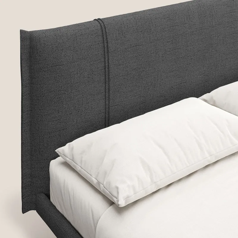 Klaus lit moderne avec pieds foncés et tissu flammé imperméable T03 gris