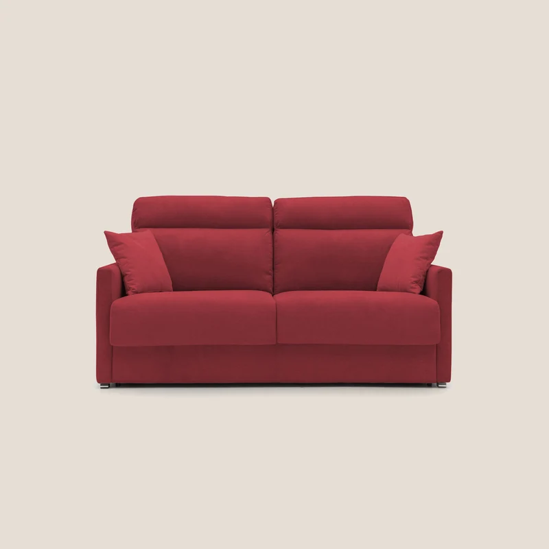 Margot canapé convertible au dossier haut et moelleux en tissu doux imperméable T02 rouge