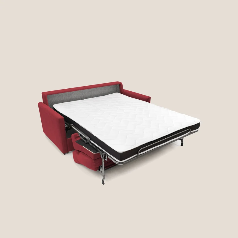 Margot canapé convertible au dossier haut et moelleux en tissu doux imperméable T02 rouge