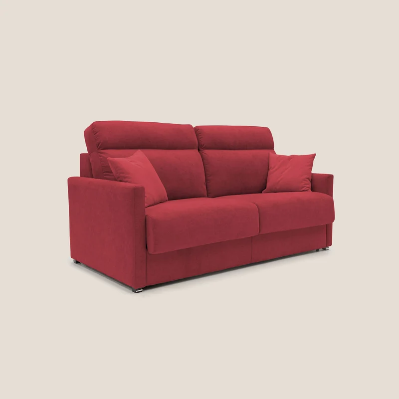 Margot canapé convertible au dossier haut et moelleux en tissu doux imperméable T02 rouge
