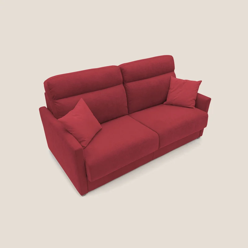 Margot canapé convertible au dossier haut et moelleux en tissu doux imperméable T02 rouge