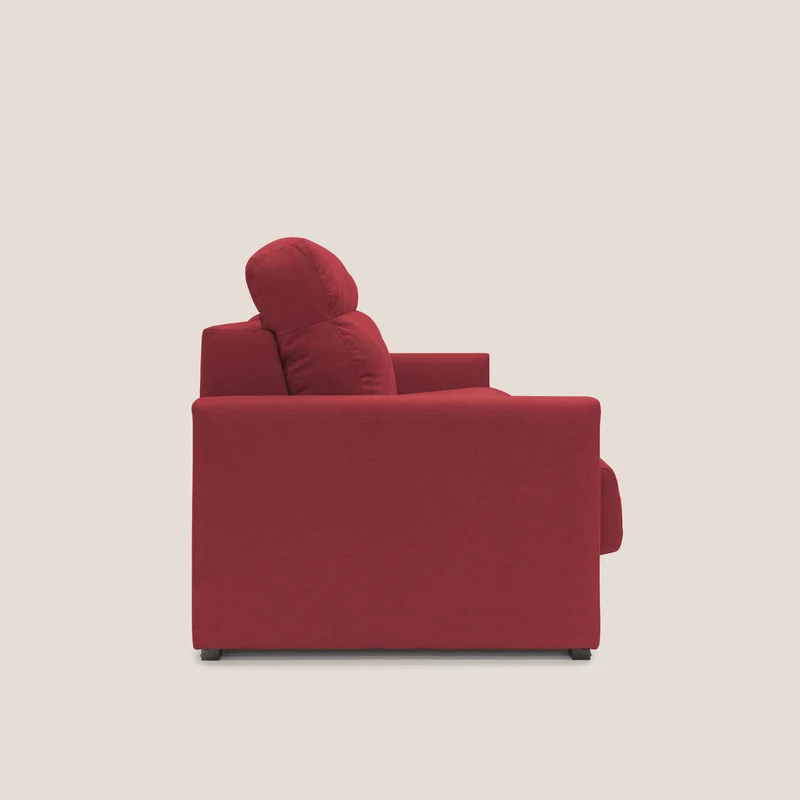 Margot canapé convertible au dossier haut et moelleux en tissu doux imperméable T02 rouge
