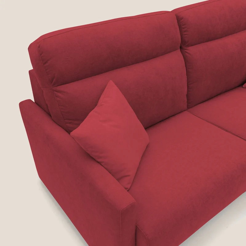 Margot canapé convertible au dossier haut et moelleux en tissu doux imperméable T02 rouge
