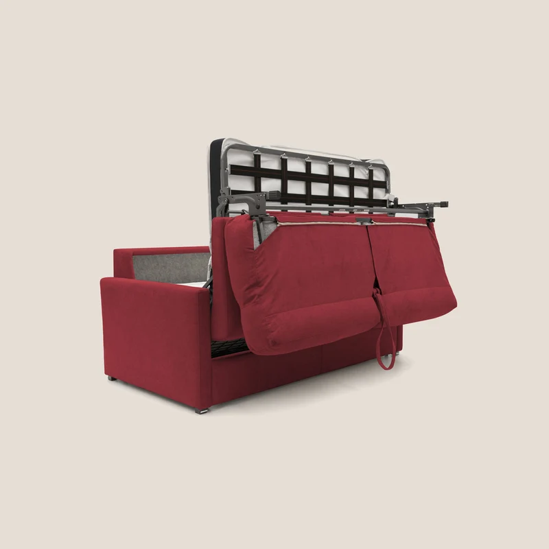 Margot canapé convertible au dossier haut et moelleux en tissu doux imperméable T02 rouge