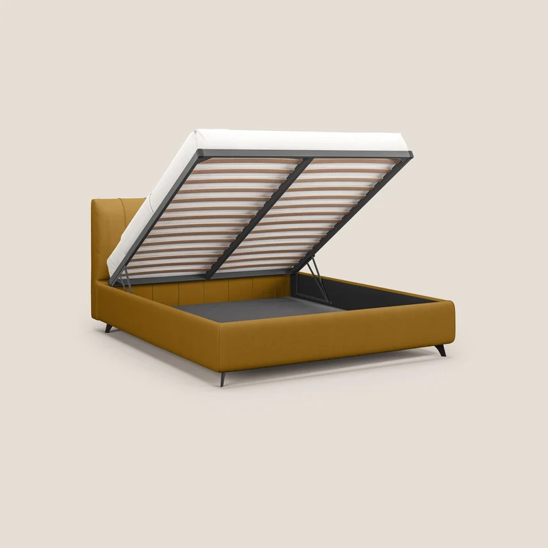 Bogart lit avec coffre rembourré complètement déhoussable en microfibre détachable T11 jaune