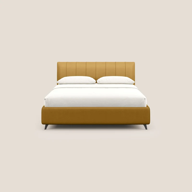 Bogart lit avec coffre rembourré complètement déhoussable en microfibre détachable T11 jaune