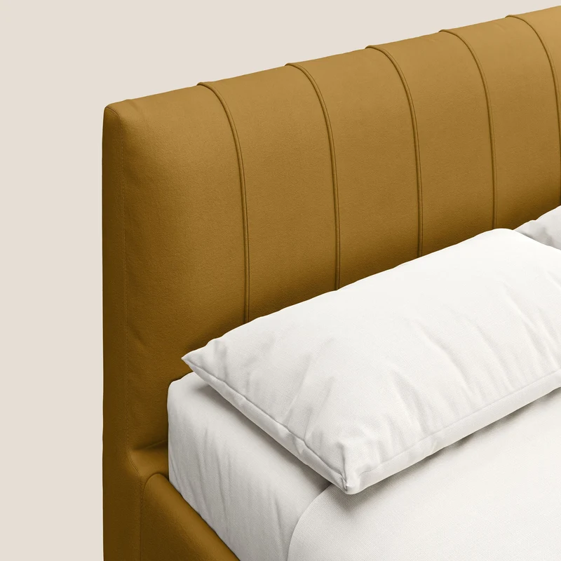 Bogart lit avec coffre rembourré complètement déhoussable en microfibre détachable T11 jaune