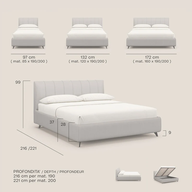 Bogart lit avec coffre rembourré complètement déhoussable en microfibre détachable T11 jaune