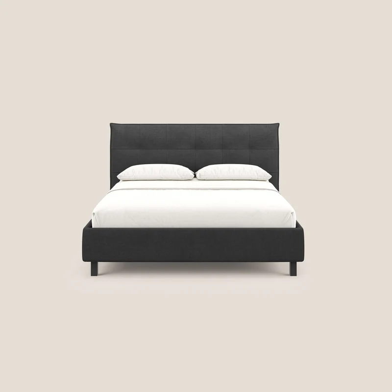 Liam lit coffre avec tête de lit capitonnée en tissu détachable T17 anthracite