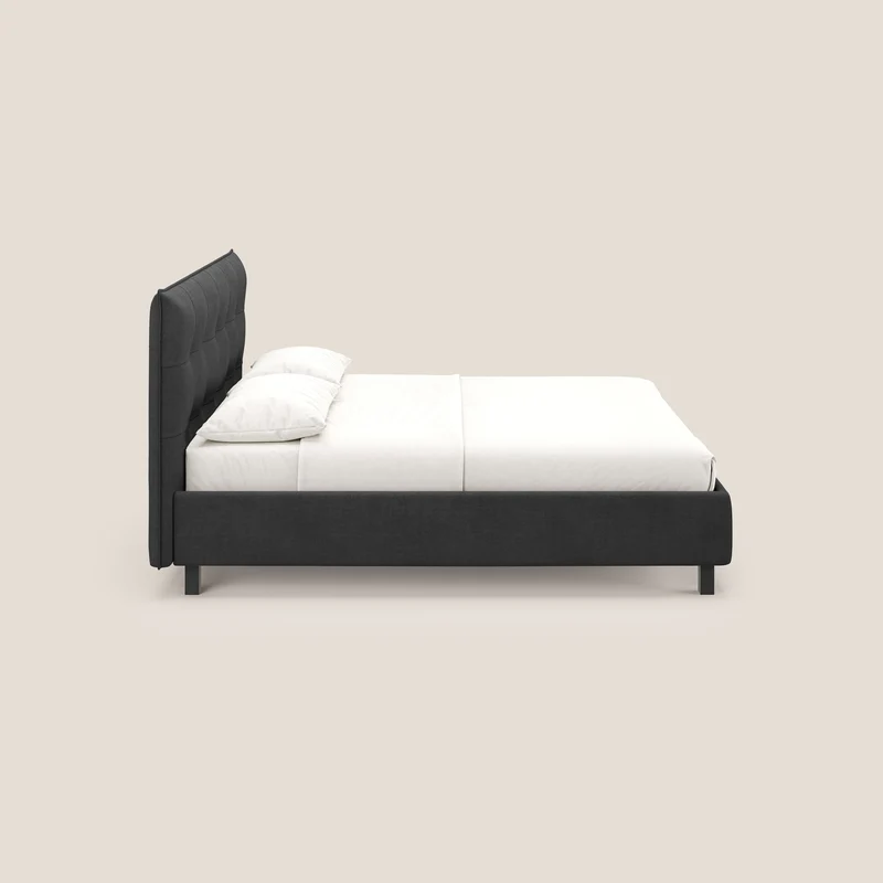 Liam lit coffre avec tête de lit capitonnée en tissu détachable T17 anthracite