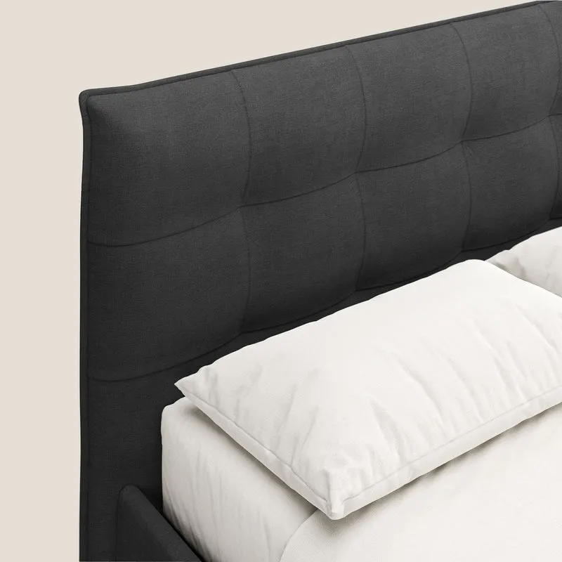 Liam lit coffre avec tête de lit capitonnée en tissu détachable T17 anthracite