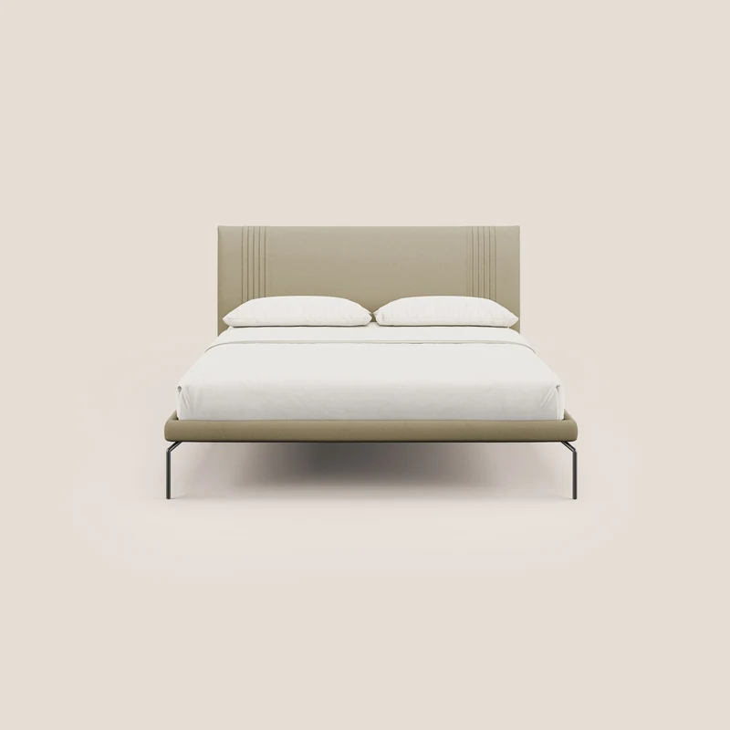Finn lit rembourré avec pieds hauts en métal en tissu détachable T05 camel