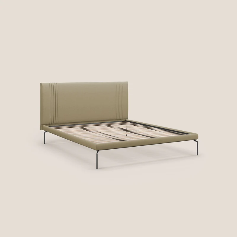 Finn lit rembourré avec pieds hauts en métal en tissu détachable T05 camel