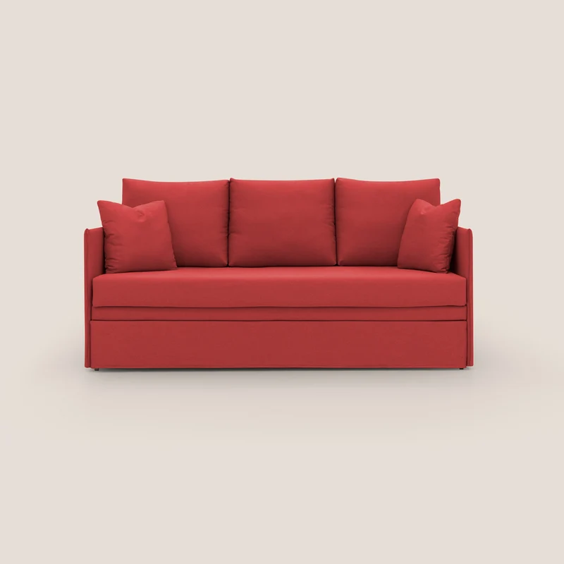 Brera Canapé duplex avec lits jumeaux et tissu effet coton imperméable T13 rouge