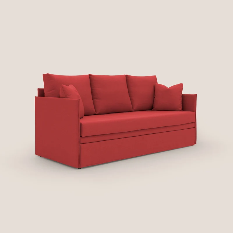 Brera Canapé duplex avec lits jumeaux et tissu effet coton imperméable T13 rouge