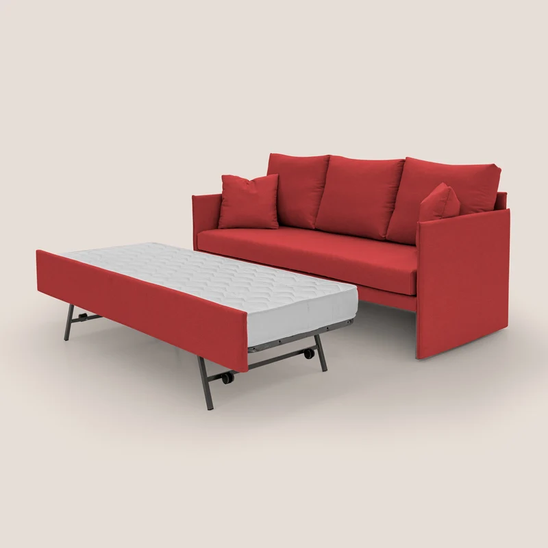 Brera Canapé duplex avec lits jumeaux et tissu effet coton imperméable T13 rouge