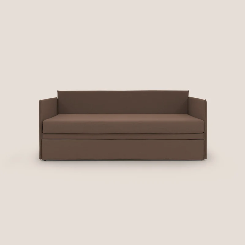 Brenta Canapé duplex avec lits jumeaux et tissu effet coton imperméable T13 marron